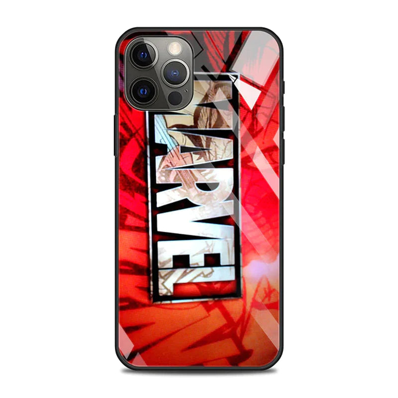 Tempered Glass Case for Iphone 14 13 12 11 Pro Max Mini X XR XS Max 8 7 6S plus Phone Shell Fundas Marvel Avengers Comics