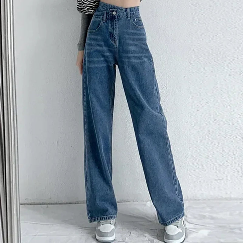 Jeans Women Wide Leg Pants Mom Femme Black Blue Jeans High Waist Woman Trousers 2023 Clothing Pantalones Spodnie Damskie