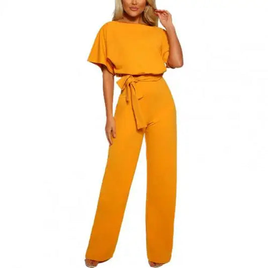 Elegant Women Jumpsuit High Waist Women Straight Leg Romper Lace up Jumpsuit Vetement Femme 2022