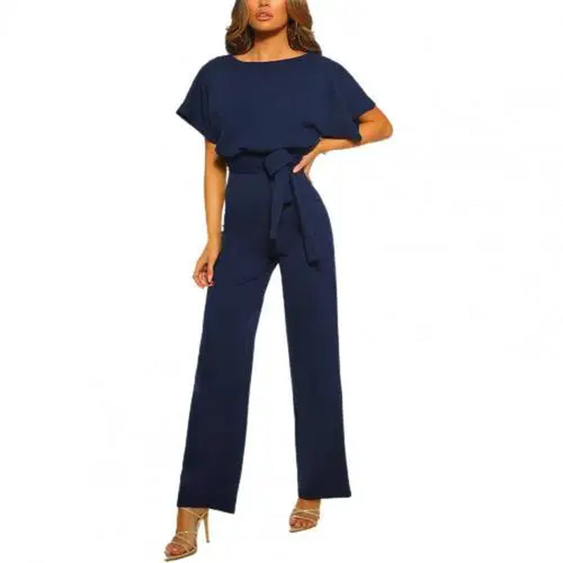 Elegant Women Jumpsuit High Waist Women Straight Leg Romper Lace up Jumpsuit Vetement Femme 2022