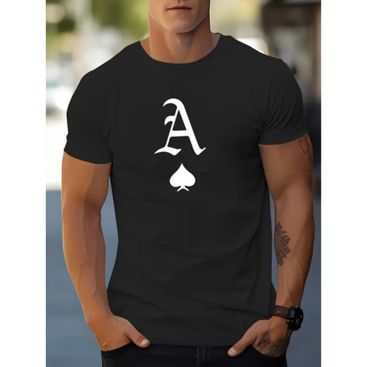 Funny Poker Printing T Shirt for Men Fashion Simplicity Harajuku Short Sleeve Loose T-Shirts Summer Hot Sale Fitness Sports Tops