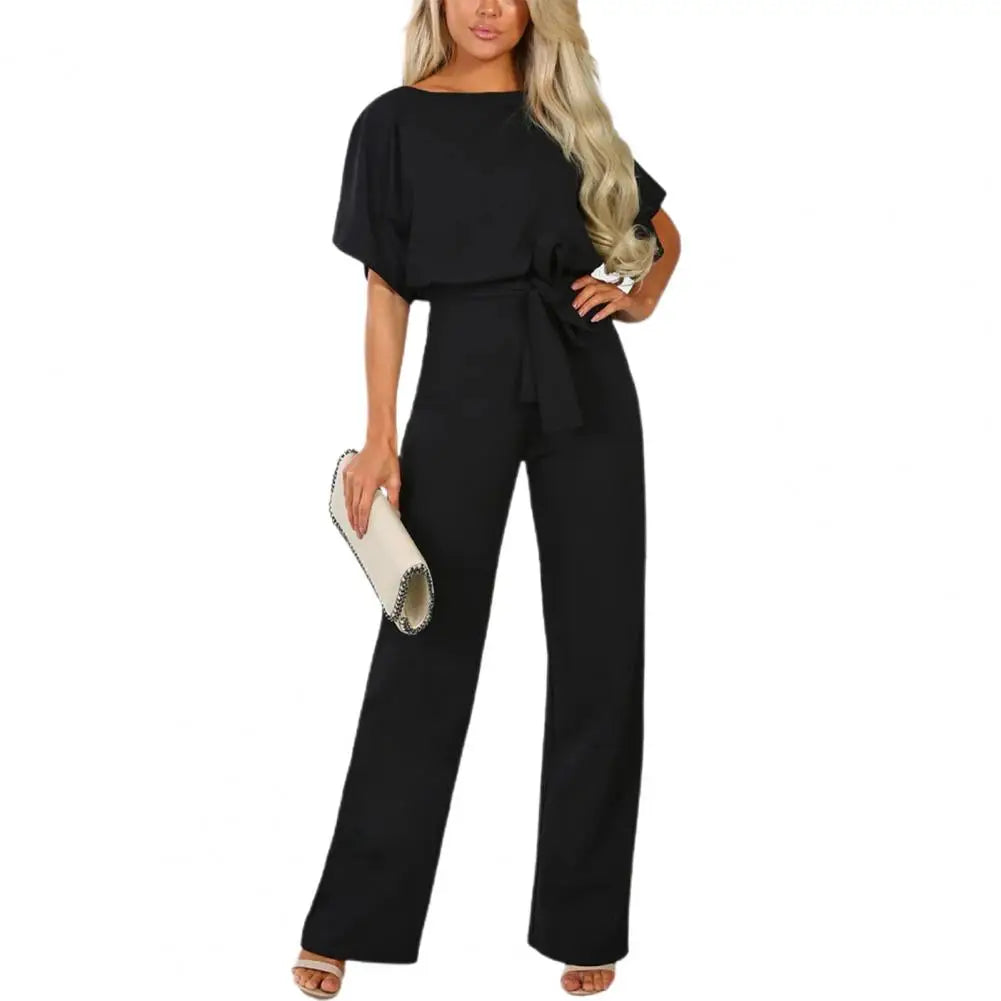 Elegant Women Jumpsuit High Waist Women Straight Leg Romper Lace up Jumpsuit Vetement Femme 2022