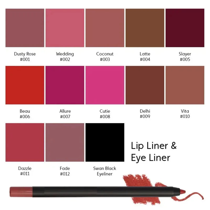 12 Color Matte Brown Lip Liner Waterproof Long Lasting Moisturizing Sexy Lip Pencil Women Natural Lipstick Makeup Lip Cosmetics