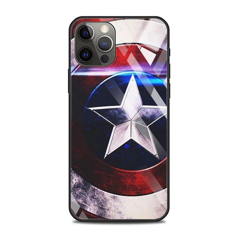 Tempered Glass Case for Iphone 14 13 12 11 Pro Max Mini X XR XS Max 8 7 6S plus Phone Shell Fundas Marvel Avengers Comics