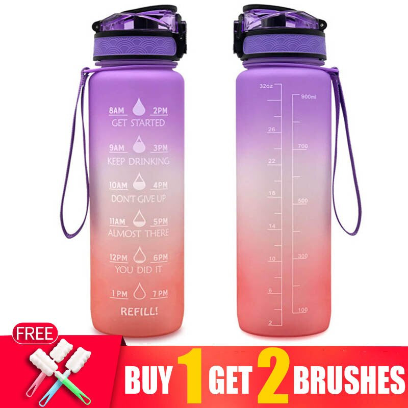 Transparent Flask Water Bottle 1000Ml Bottled Kawaii Bottle Bpa Free Infuser Plastic Milk Sports Clear Water Bottle Kawaii Cup