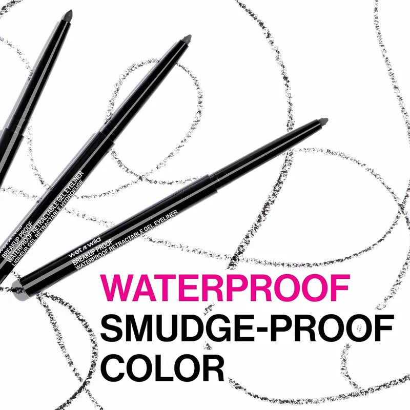 Wet N Wild Mega Last Breakup Proof Liquid Waterproof Eyeliner, Blackest Black, Quick Drying Retractable Gel Eyeliner, Smudge Resistant, Long Lasting 16 Hour Wear, Ultra Fine Brush Tip Pen