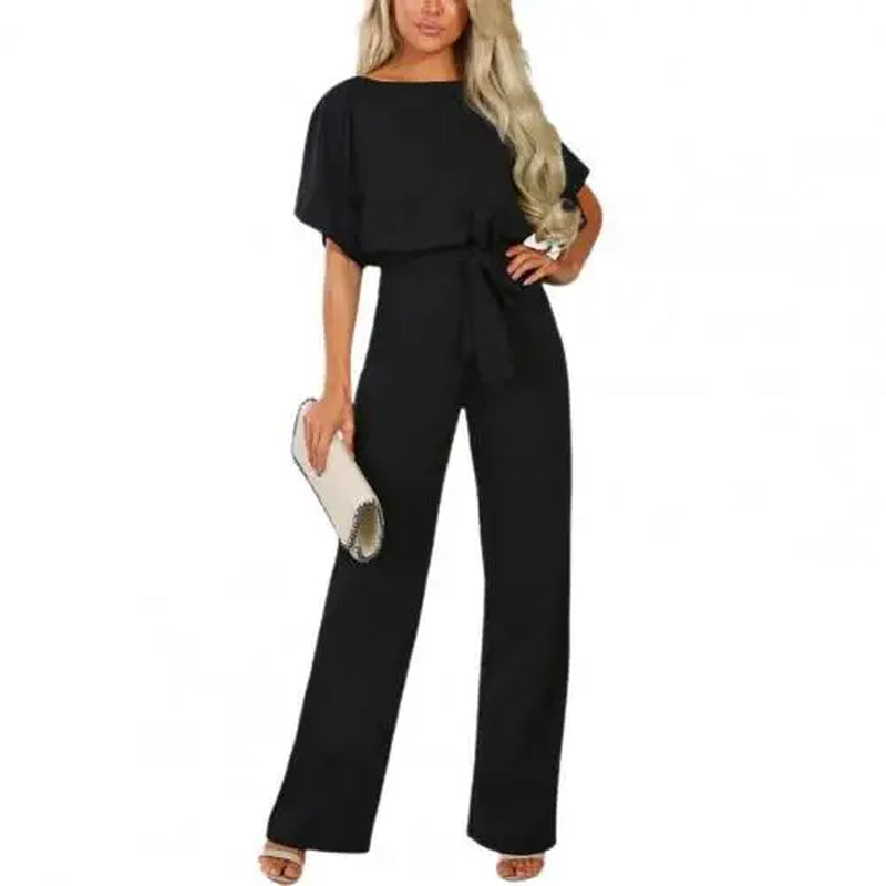 Elegant Women Jumpsuit High Waist Women Straight Leg Romper Lace up Jumpsuit Vetement Femme 2022