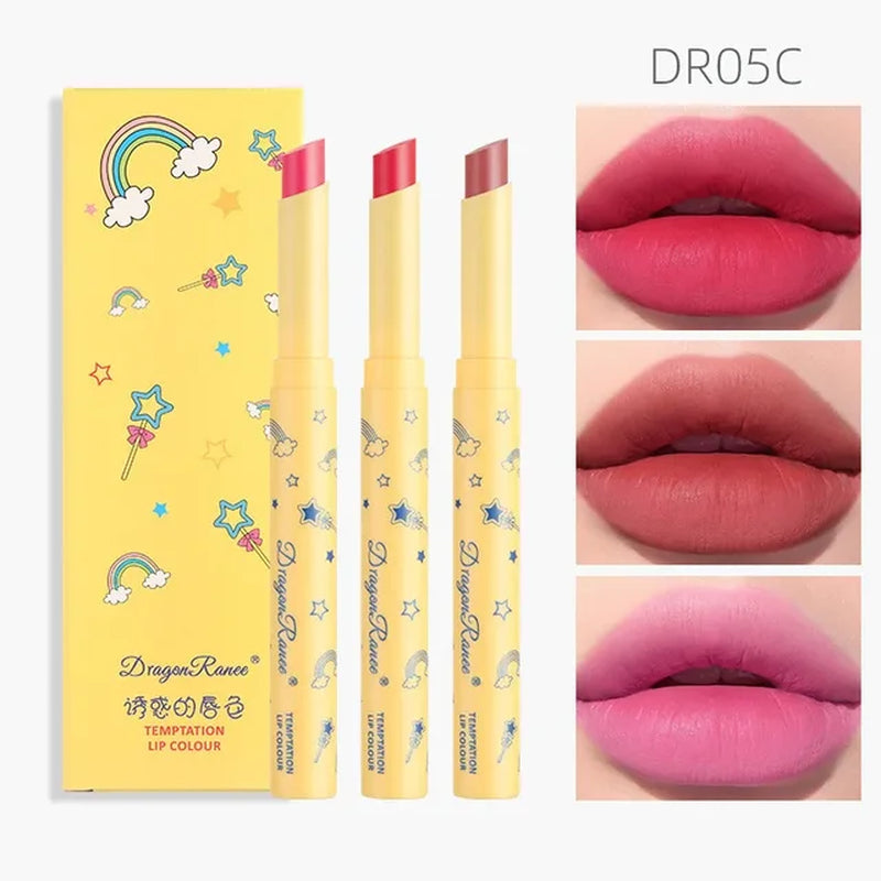 3Pcs/Set Velvet Matte Waterproof Lipsticks Set Long Lasting Sexy Red Pigment Lip Stick Tint Pen Portable Kit Makeup Cosmetic