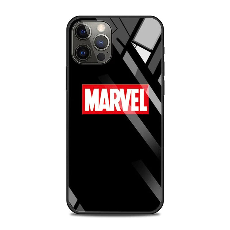 Tempered Glass Case for Iphone 14 13 12 11 Pro Max Mini X XR XS Max 8 7 6S plus Phone Shell Fundas Marvel Avengers Comics