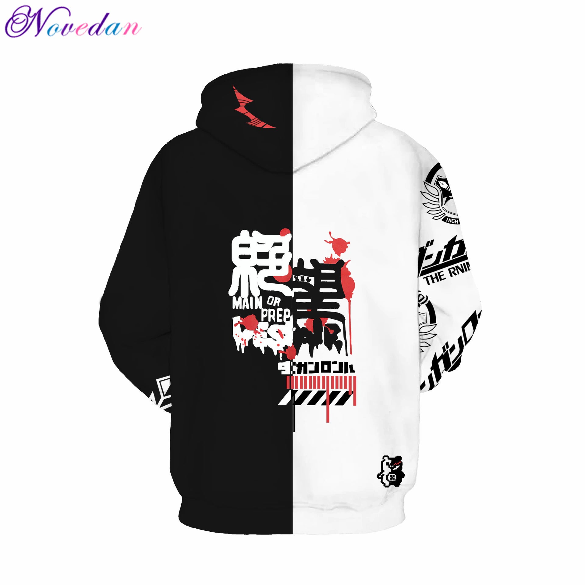 Anime Danganronpa Monokuma Cosplay Costume Unisex Hoodie Sweatshirt Hooded Black White Bear Long Sleeve Daily Casual Coat Jacket