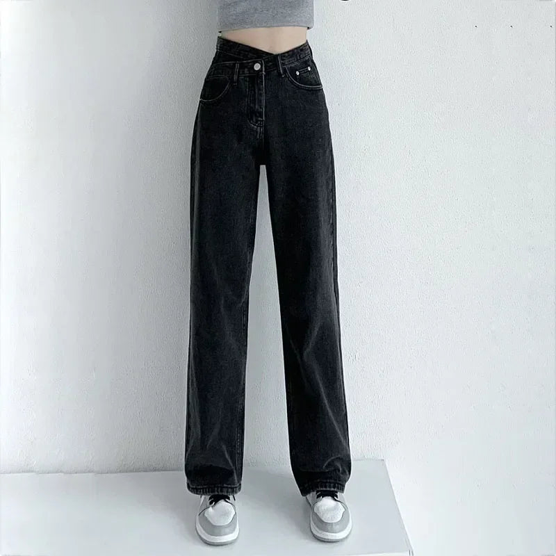 Jeans Women Wide Leg Pants Mom Femme Black Blue Jeans High Waist Woman Trousers 2023 Clothing Pantalones Spodnie Damskie