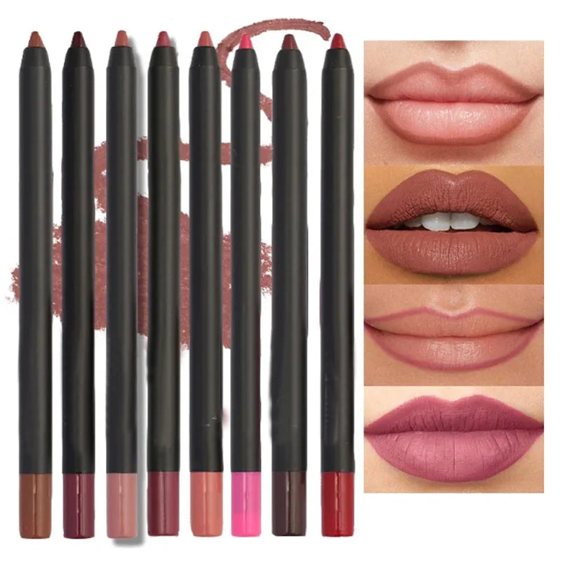 12 Color Matte Brown Lip Liner Waterproof Long Lasting Moisturizing Sexy Lip Pencil Women Natural Lipstick Makeup Lip Cosmetics