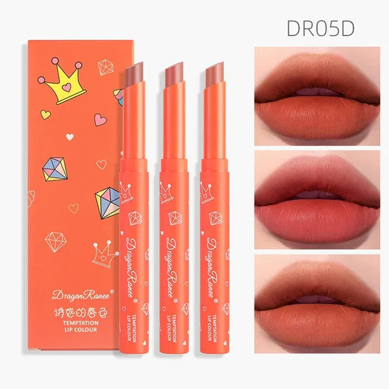 3Pcs/Set Velvet Matte Waterproof Lipsticks Set Long Lasting Sexy Red Pigment Lip Stick Tint Pen Portable Kit Makeup Cosmetic