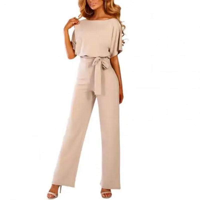 Elegant Women Jumpsuit High Waist Women Straight Leg Romper Lace up Jumpsuit Vetement Femme 2022