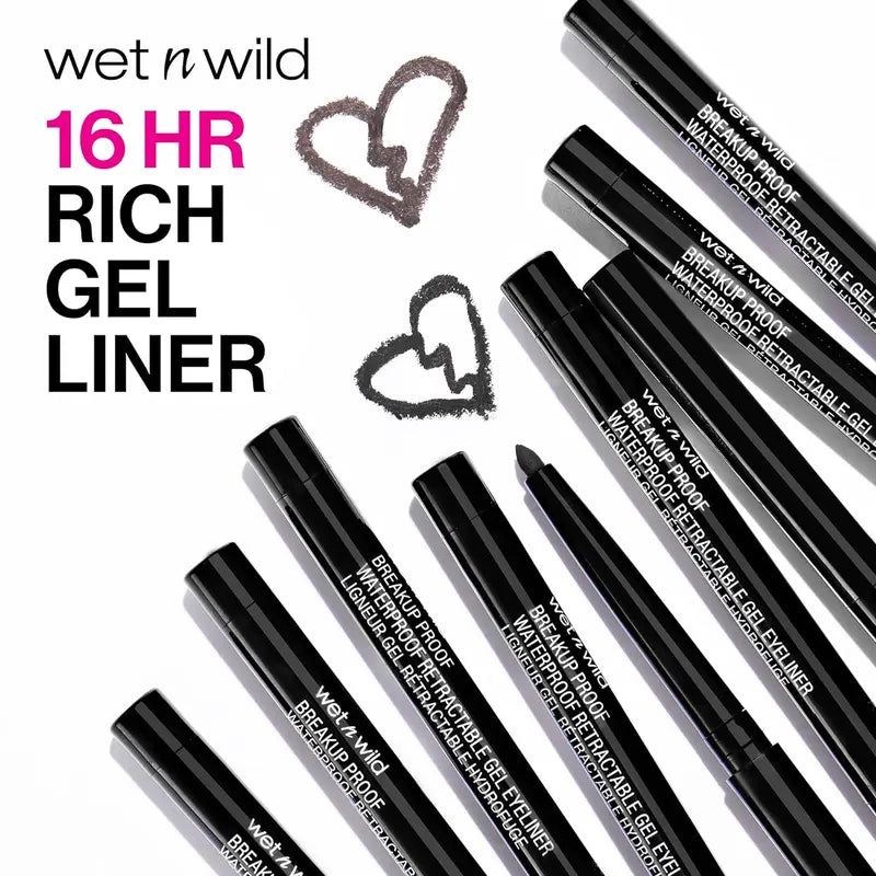 Wet N Wild Mega Last Breakup Proof Liquid Waterproof Eyeliner, Blackest Black, Quick Drying Retractable Gel Eyeliner, Smudge Resistant, Long Lasting 16 Hour Wear, Ultra Fine Brush Tip Pen