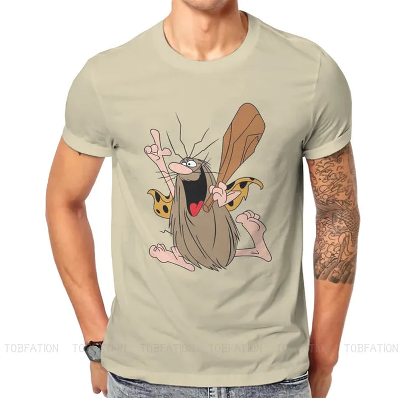 Wacky Races 1968 Anime TV Series Caveman Cross Tshirt Big Size Graphic T Shirt Casual Hot Sale 100% Cotton Ofertas Men'S Tshirts