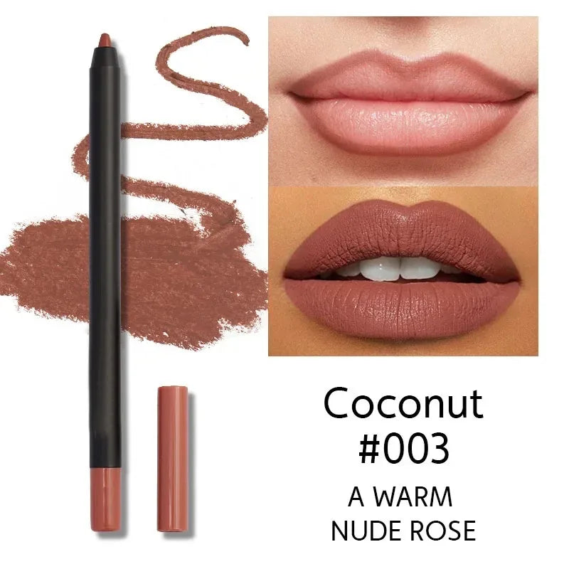 12 Color Matte Brown Lip Liner Waterproof Long Lasting Moisturizing Sexy Lip Pencil Women Natural Lipstick Makeup Lip Cosmetics