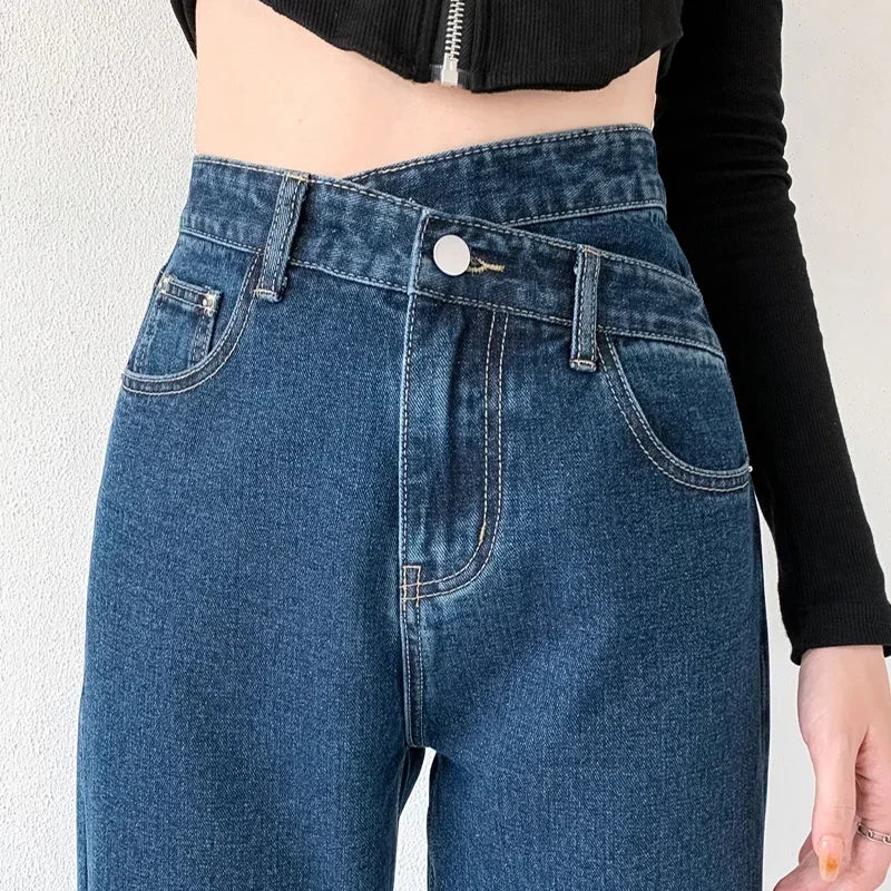 Jeans Women Wide Leg Pants Mom Femme Black Blue Jeans High Waist Woman Trousers 2023 Clothing Pantalones Spodnie Damskie